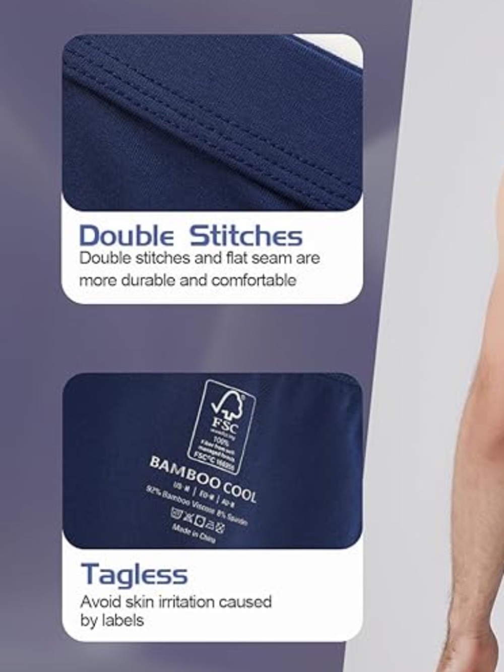 BAMBOO COOL 8 Pair NEW Mens Underwear Trunks NEW IN BOX! - Picture 6 of 7